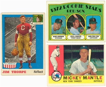 1955-1972 Topps Baseball and Football Hall of Famers Trio (3 Different)